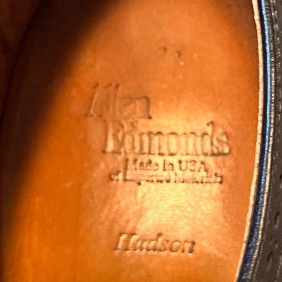 ALLEN EDMONDS Hudson 12 D Black Leather Wingtip Brogue...